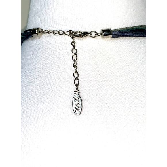 EVA Blue Green Cascading Oval Pendant Statement Necklace EUC - Picture 3 of 5